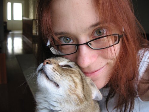red hair, new glasses