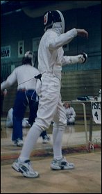 An illustrious moment in my varsity fencing career.